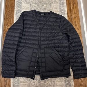 Navy North Face Men's XL Collarless Tolman Peak Down Cardigan Jacket